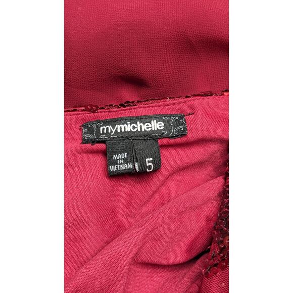 My Michelle Sequin Party Dress Sleeveless Fit and Flare Sheer Overlay Small 5 - Picture 4 of 5